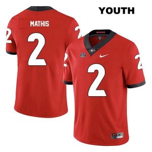 Youth Georgia Bulldogs NCAA #2 D'Wan Mathis Nike Stitched Red Legend Authentic College Football Jersey SXQ4254WR